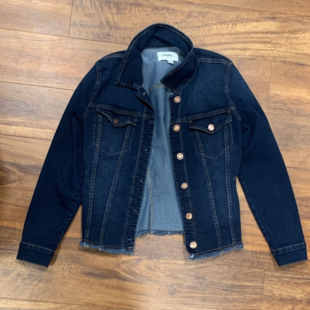 Vintage medium Angels Dark Indigo Denim Jacket with Copper Buttons Y2K urban